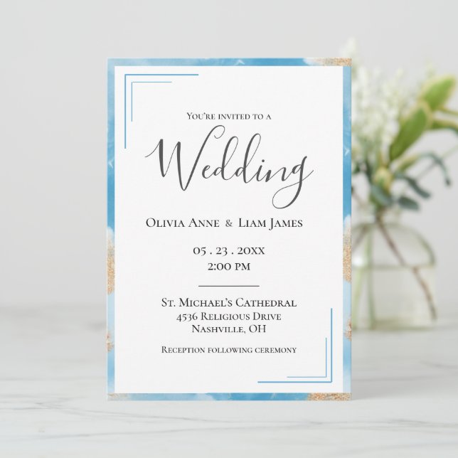 Invitación Resumen de oro del presupuesto Boda elegante moder (Anverso de pie)