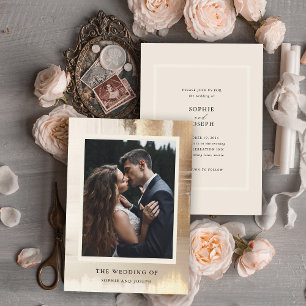 Invitación Resumen de oro   Elegante Boda fotográfico