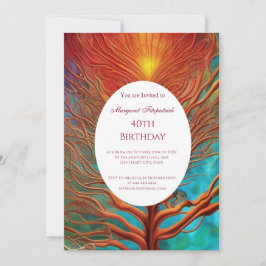 Invitación Resumen de oro rojo verde azulado de cualquier eda