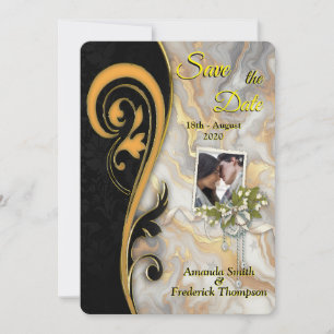 Invitación Resumen de oro sobre texturas de mármol negro y mi