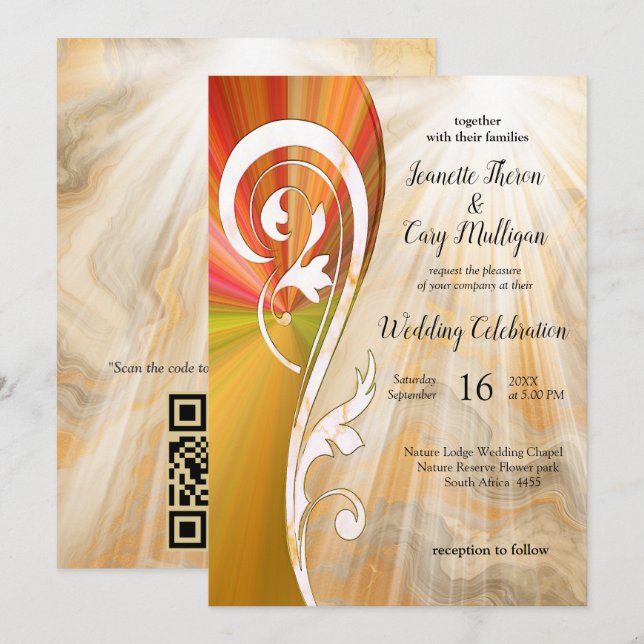 Invitación Resumen de oro sobre texturas de mármol negro y mi (Anverso / Reverso)