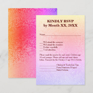 Invitación Resumen de otoño Shimmer Menú RSVP rosa púrpura
