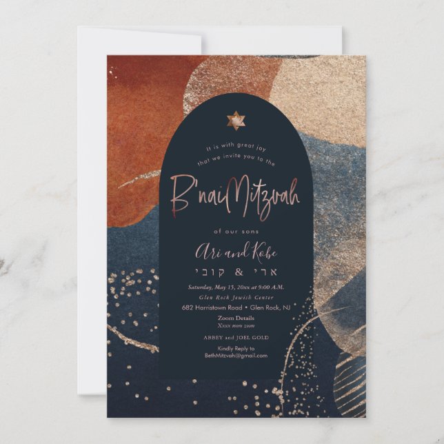 Invitación Resumen de PixDezines Resumen moderno B'nai Mitzva (Anverso)