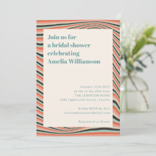 Invitación Resumen de rayas onduladas Aqua y ducha de novias