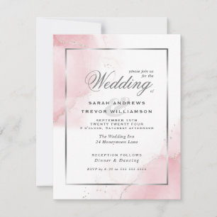 Invitación Resumen de Rubor Pink Silver Boda de presupuesto