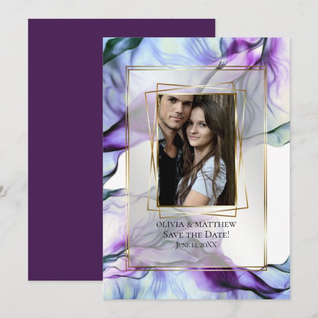 Invitación Resumen del complemento de resumen del marco fotog (Anverso / Reverso)