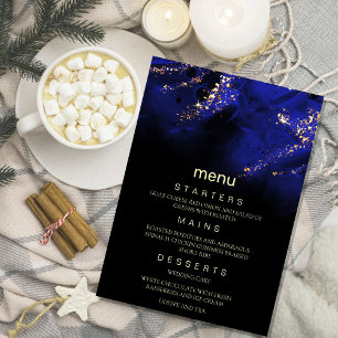 Invitación Resumen del menú Royal Blue and Gold Alcohol