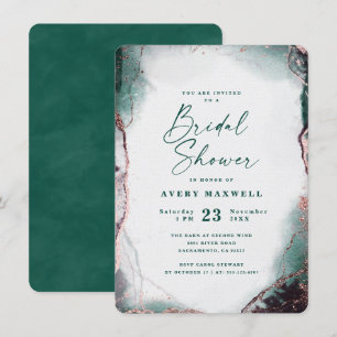 Invitación Resumen Ducha de novia eérea verde esmeralda