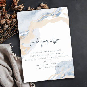 Invitación Resumen Ducha de novias Blue Beige Sea Sand Beach