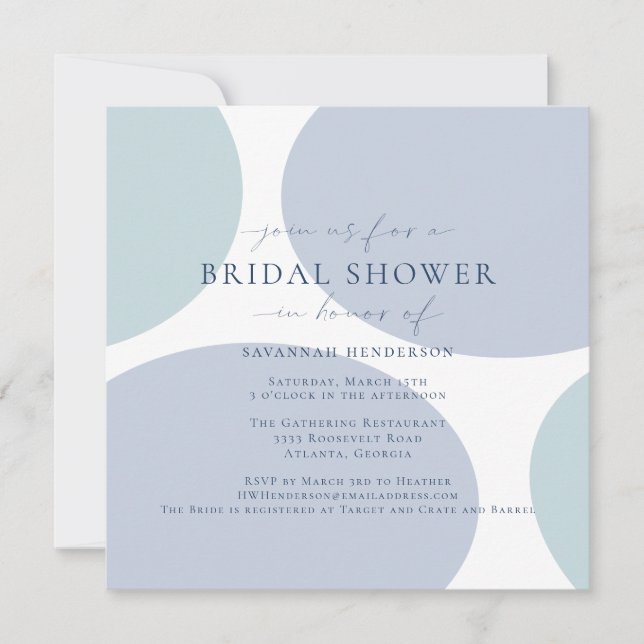 Invitación Resumen Dusty Blue Bridal Shower (Anverso)