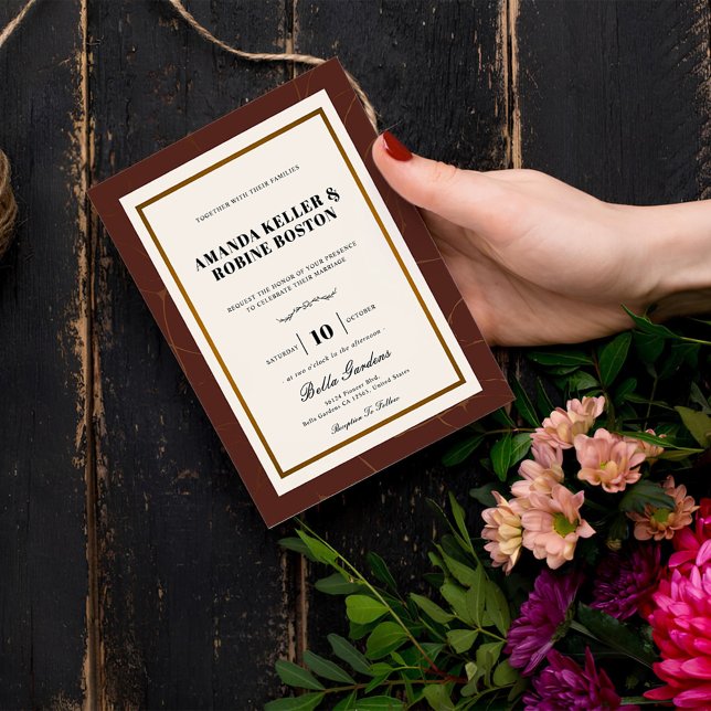 Invitación Resumen Elegancia Boda del marco dorado (Subido por el creador)