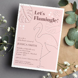 Invitación Resumen elegante que deja a Baby Shower Flamingle