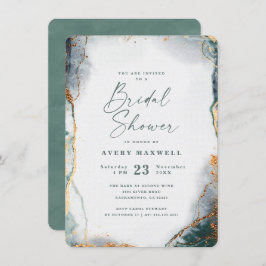 Invitación Resumen Eucalyptus Ducha de Novias Verde y Oro