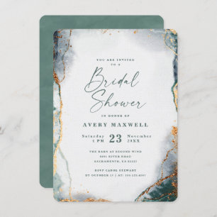 Invitación Resumen Eucalyptus Ducha de Novias Verde y Oro