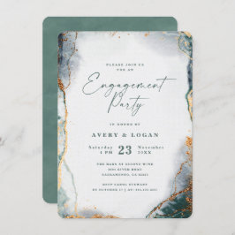 Invitación Resumen Eucalyptus Green & Gold Engagement Party