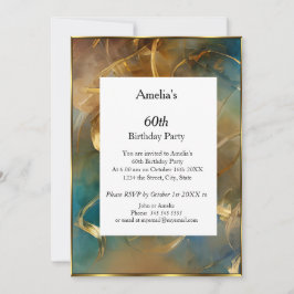 Invitación Resumen Fiesta de cumpleaños oro verde azulado azu