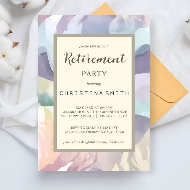Invitación Resumen Fiesta de retiro de acuarela contemporánea (Abstract Contemporary Watercolor Retirement Party Invitation)