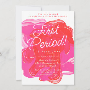 Invitación Resumen Fiesta del periodo de Naranja rosa de la t