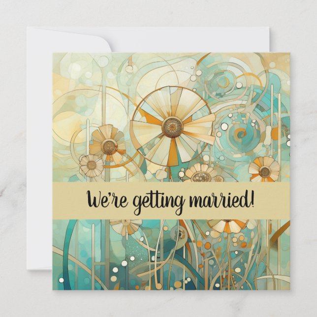 Invitación Resumen floral de color rosa y beige (Anverso)