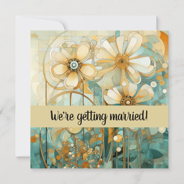 Invitación Resumen floral de color rosa y beige (Anverso)