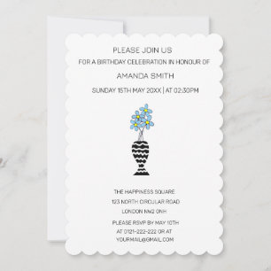 Invitación Resumen floral moderno Cute Flor Azul Cumpleaños