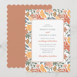 Invitación Resumen Floral y pájaros Boda moderno de mediados