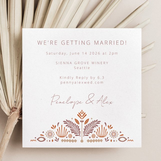 Invitación Resumen Formas botánicas Boda de óxido de terracot (Subido por el creador)