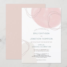 Invitación Resumen Formas Líneas Crema rosa Boda virtual