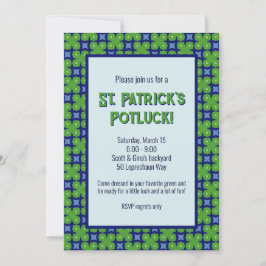 Invitación Resumen Geométrico 4-Leaf Clover St. Patrick