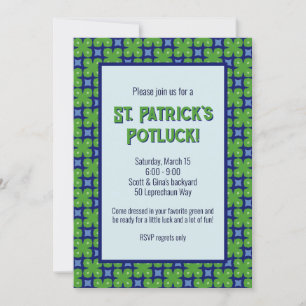 Invitación Resumen Geométrico 4-Leaf Clover St. Patrick