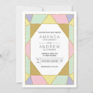 Invitación Resumen joyas geométricas boda moderno de menta ro
