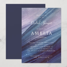 Invitación Resumen minimalista azul y púrpura ducha de novia