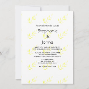 Invitación Resumen minimalista de las hojas amarillas de Boda