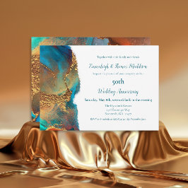 Invitación Resumen místico Aniversario Verde azulado de Boda 