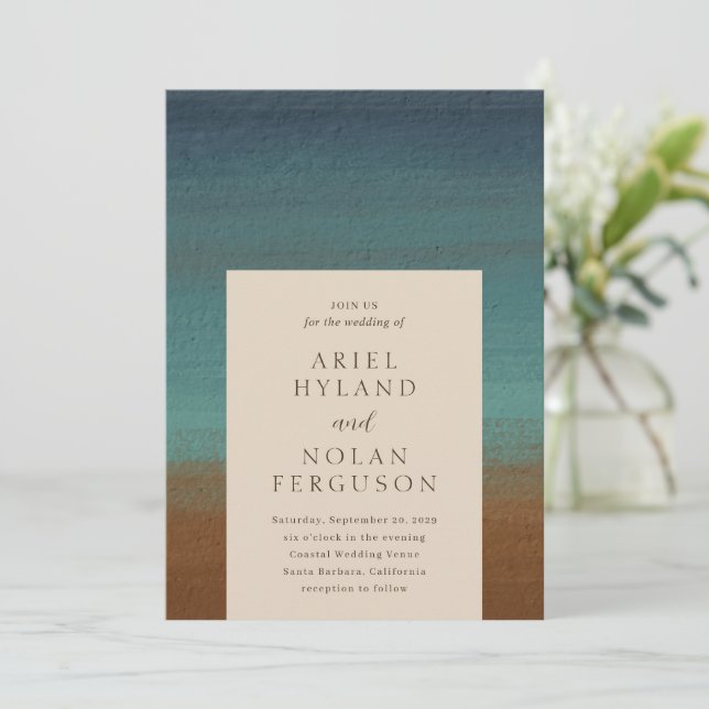 Invitación Resumen Moda costera Boda moderno (Anverso de pie)