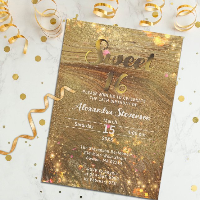 Invitación Resumen Moda de moda Purpurina de oro de moda dulc (Subido por el creador)