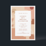 Invitación Resumen moderno 50º cumpleaños geométrico de la ti<br><div class="desc">Celebra un hito de estilo con esta invitación abstracta y moderna de 50 años. El cálido fondo geométrico en tonos tierra marca el tono de un evento acogedor y de diseño. El texto personalizado en el centro destaca el nombre, edad, detalles del evento e información de RSVP del celebrante. Ideal...</div>