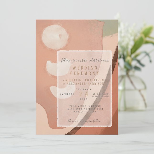 Invitación Resumen moderno Art Neutral Orgánico Boda simple (Anverso de pie)