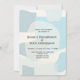 Invitación Resumen moderno Boda artístico Minimalista azul