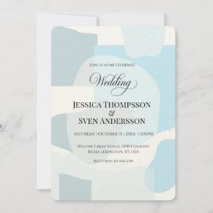 Invitación Resumen moderno Boda artístico Minimalista azul