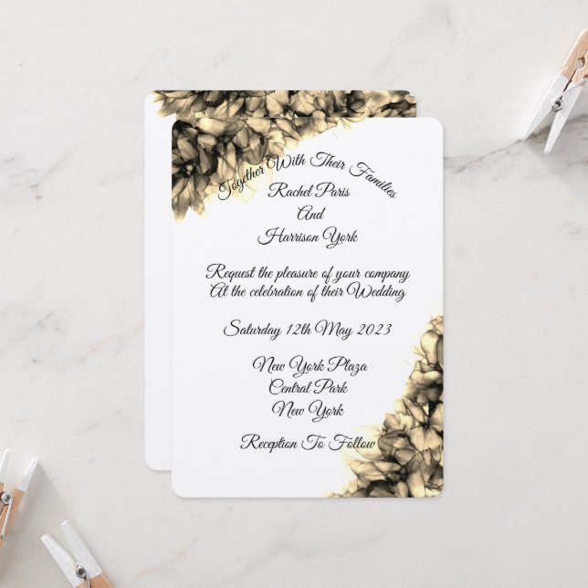 Invitación Resumen moderno boda de niebla elegante y natural (Anverso/Reverso In Situ)