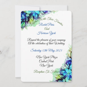 Invitación Resumen moderno Boda de niebla Verde azulada azul