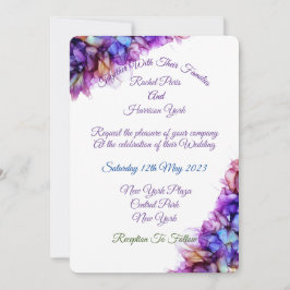 Invitación Resumen moderno Boda de tinta de neblina morada de