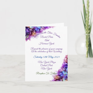 Invitación Resumen moderno Boda de tinta de neblina morada de