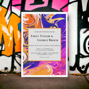 Invitación Resumen moderno Boda elegante de Moda galaxia ondu