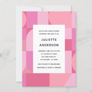 Invitación Resumen moderno Chica rosa Minimalista Baby Shower