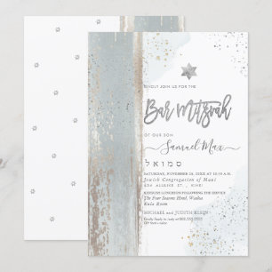 Invitación Resumen moderno de PixDezines Tallit Bar Mitzvah