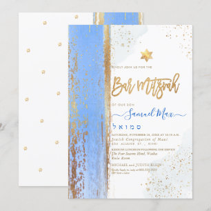 Invitación Resumen moderno de PixDezines Tallit Bar Mitzvah