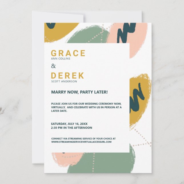 Invitación Resumen moderno: El matrimonio se celebra ahora co (Anverso)