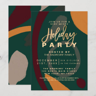 Invitación Resumen moderno Fiesta de vacaciones de oro verde